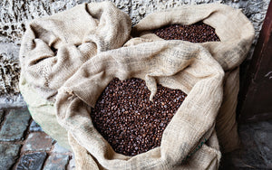 Coffee Beans in burlap bags