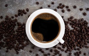 Top view of a mug of coffee