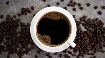 Top view of a mug of coffee