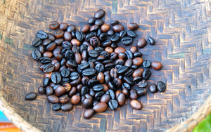 roasted coffee beans in a basket