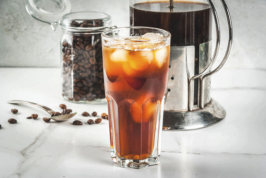 Cold Brew Coffee with French Press and Coffee Beans