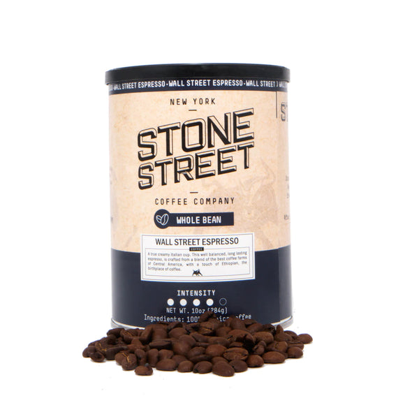 10oz Can of Stone Street Wall Street Espresso Beans